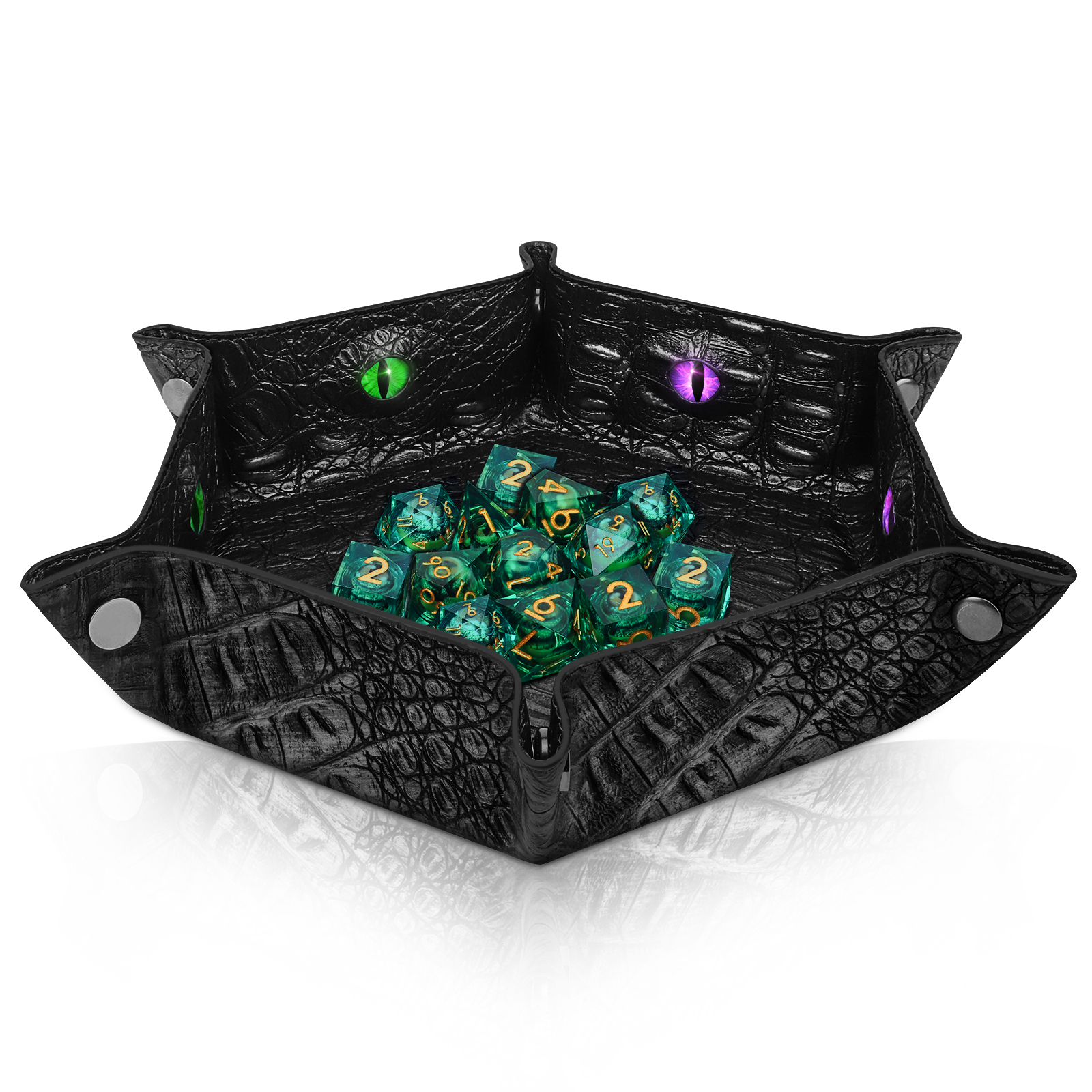 Byhoo 1Pcs Crocodile Pattern DND Dice Tray-Black