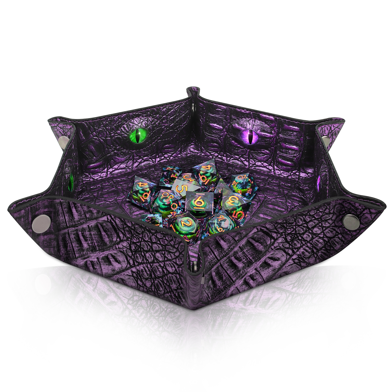 Byhoo 1Pcs Crocodile Pattern DND Dice Tray-Purple