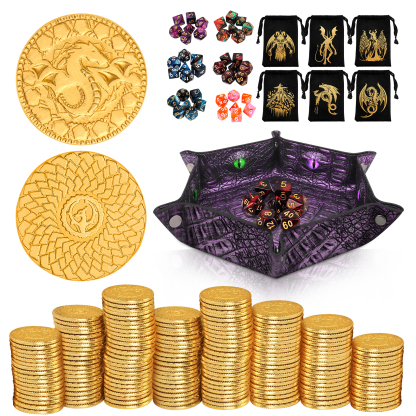 Limited Bundle Offer-DND Dice Set& 100 PCS DND Metal Gold Coins