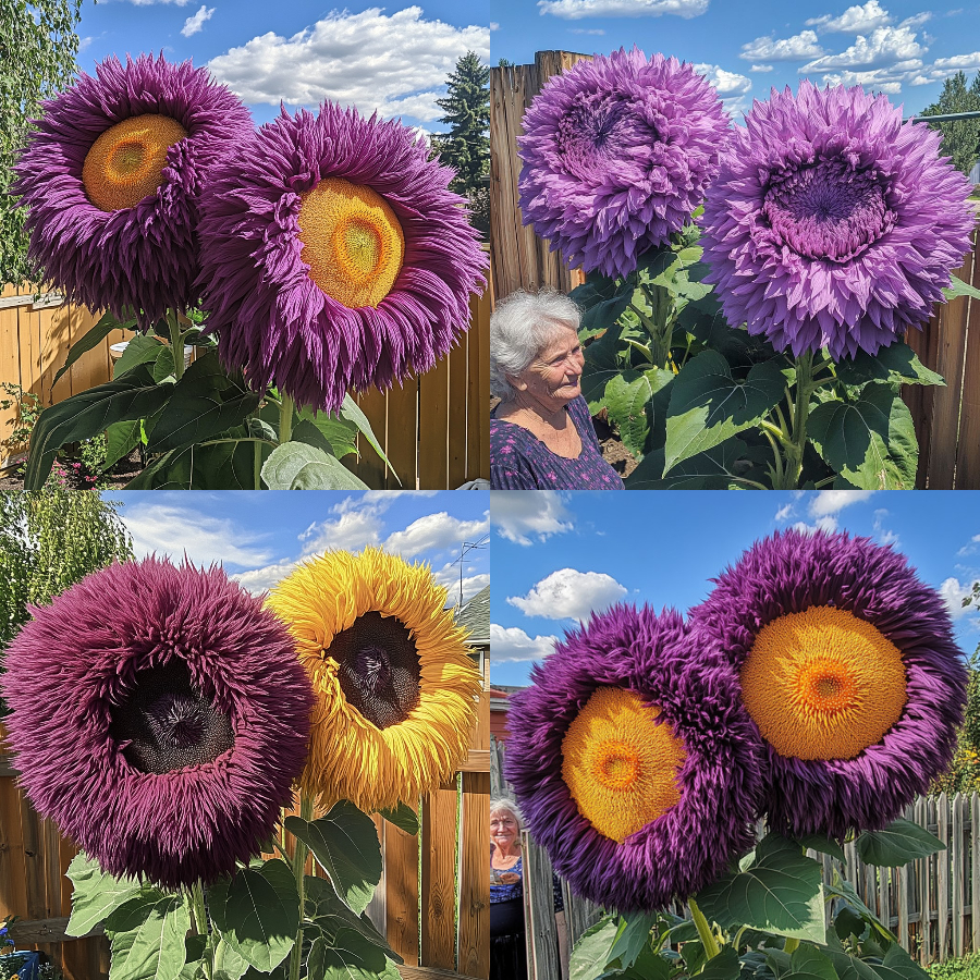 💜 Purple Giant Teddy Bear Sunflower🌻Seeds