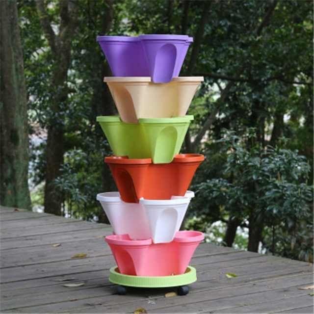 🌼Plant Festival Special50%OFF-Stand Stacking Planters Strawberry Planting Pots-chloriseeds