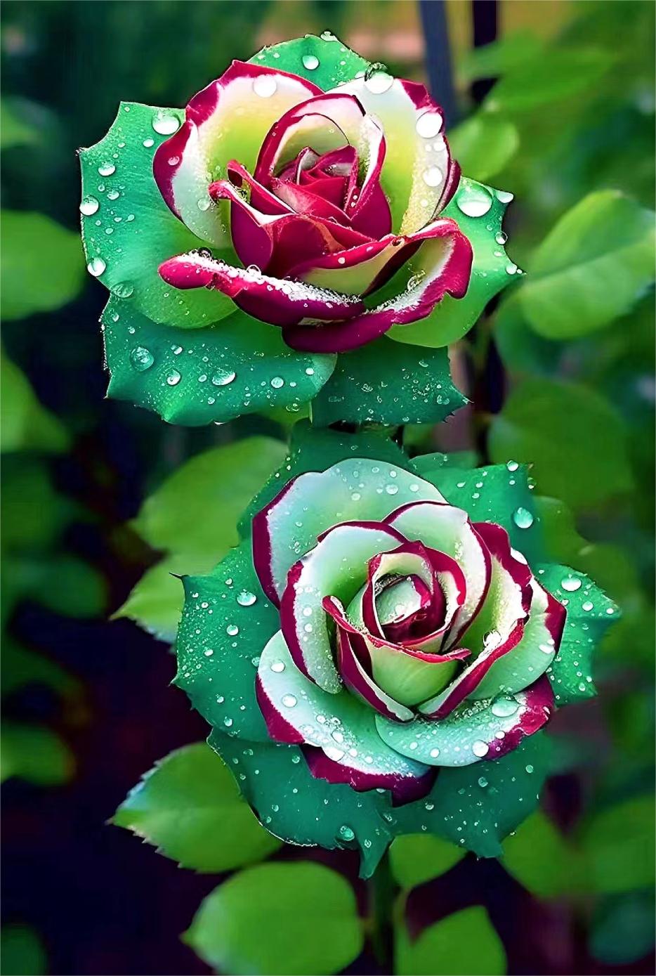 Ruby Green Twin Roses-chloriseeds