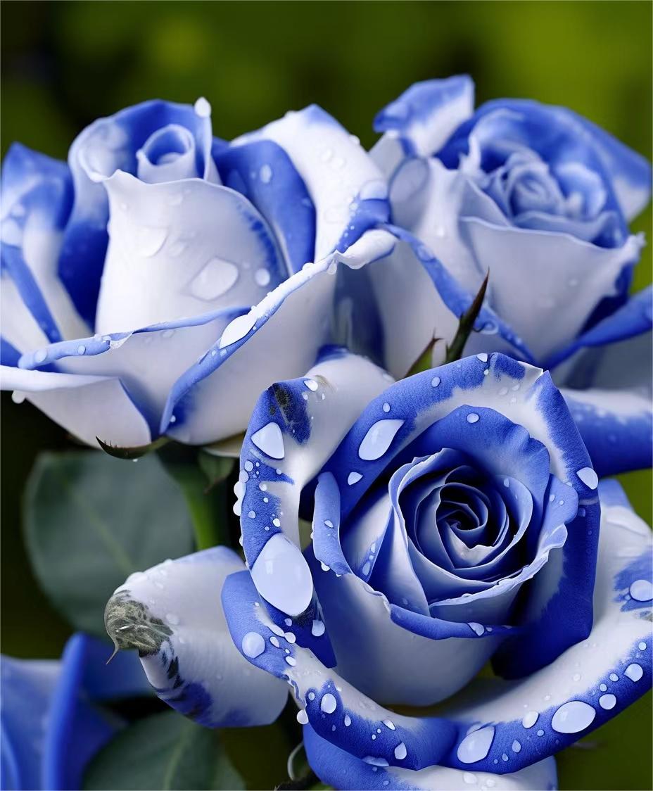 💙Blue White Roses：A Delightful Blend of Elegance and Serenity-chloriseeds