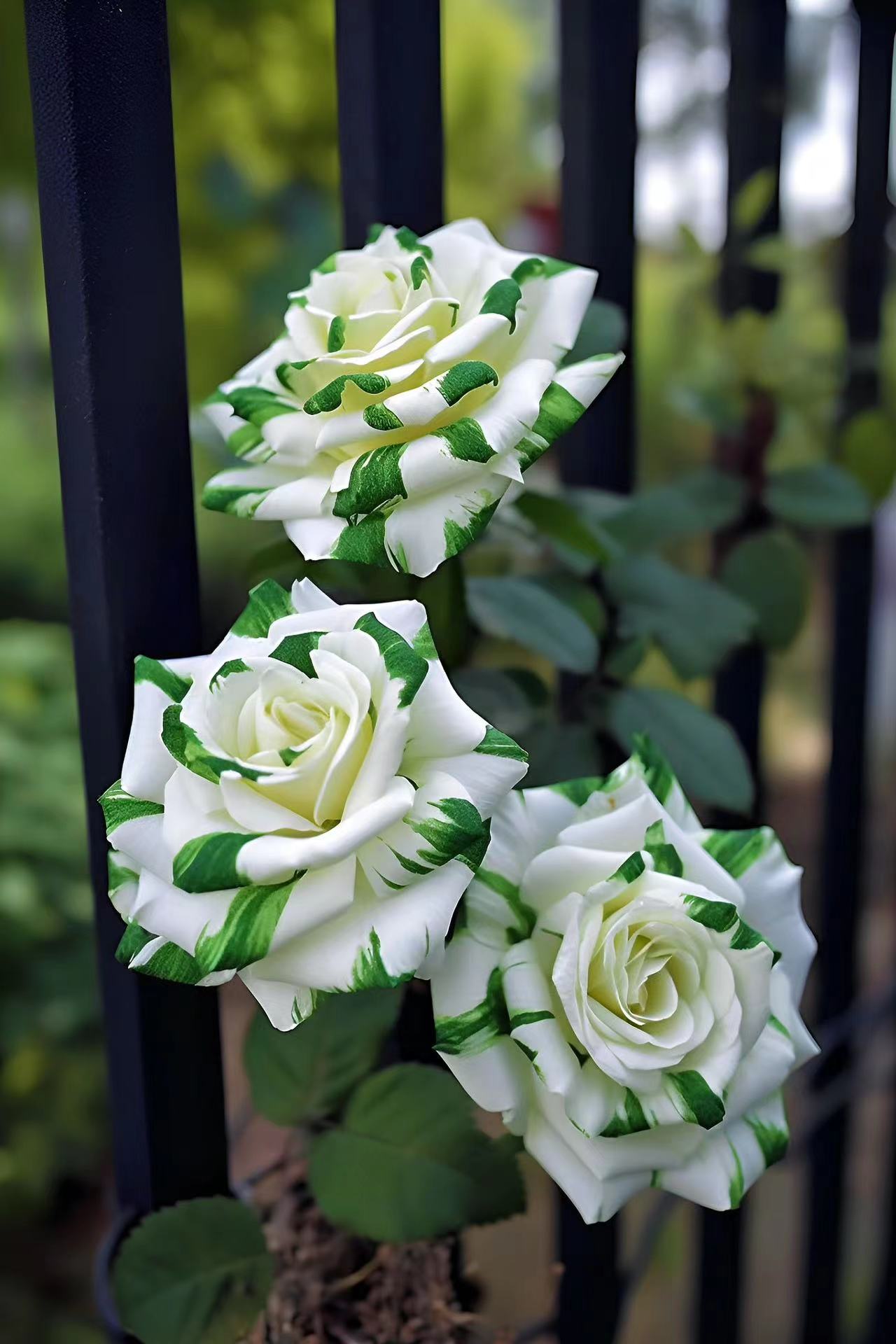 🤍Rare White and Green Twin Roses💚