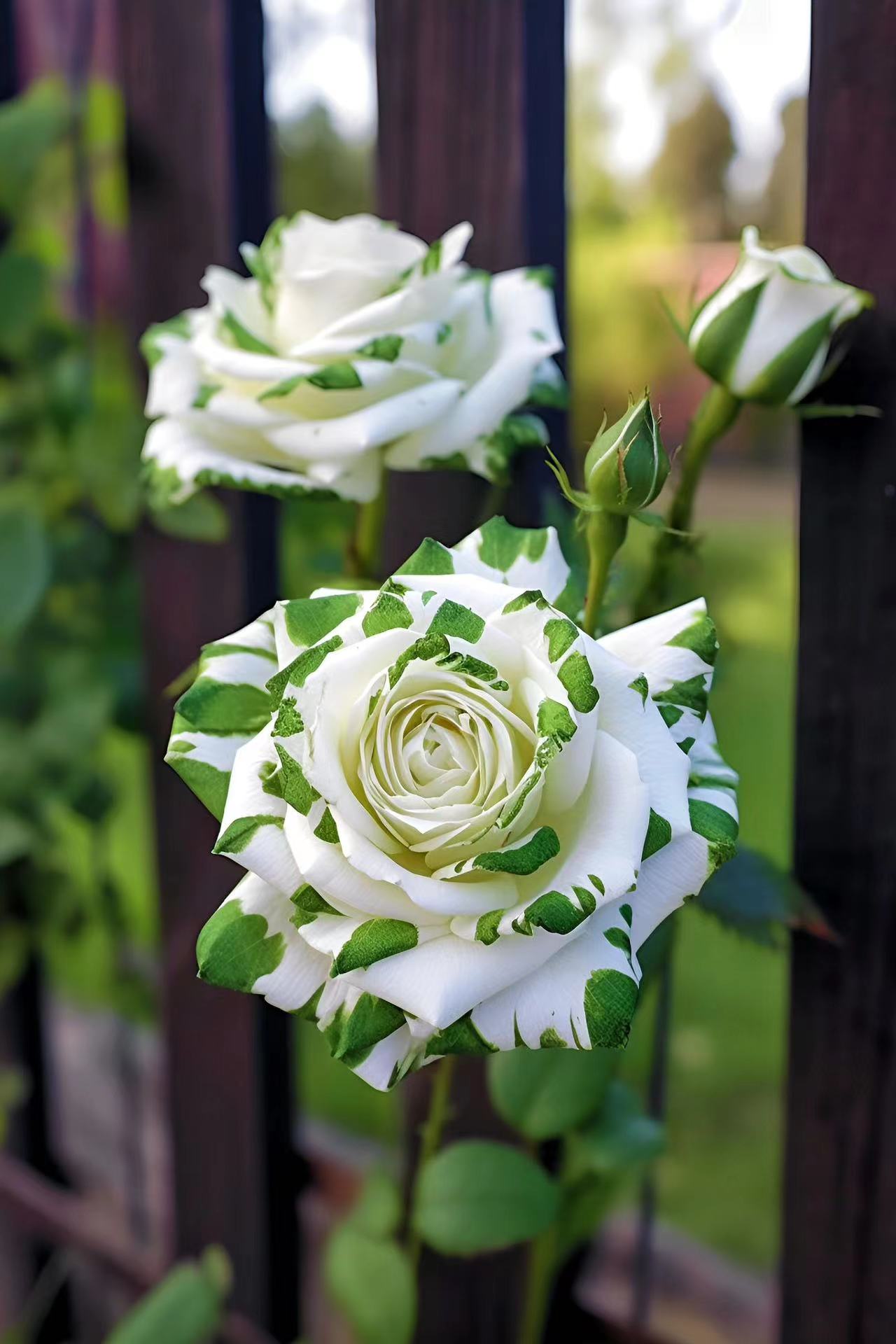 🤍Rare White and Green Twin Roses💚