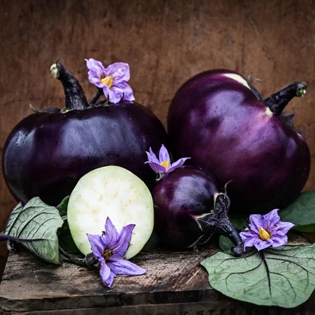 Purple-Black Round Eggplant Seeds