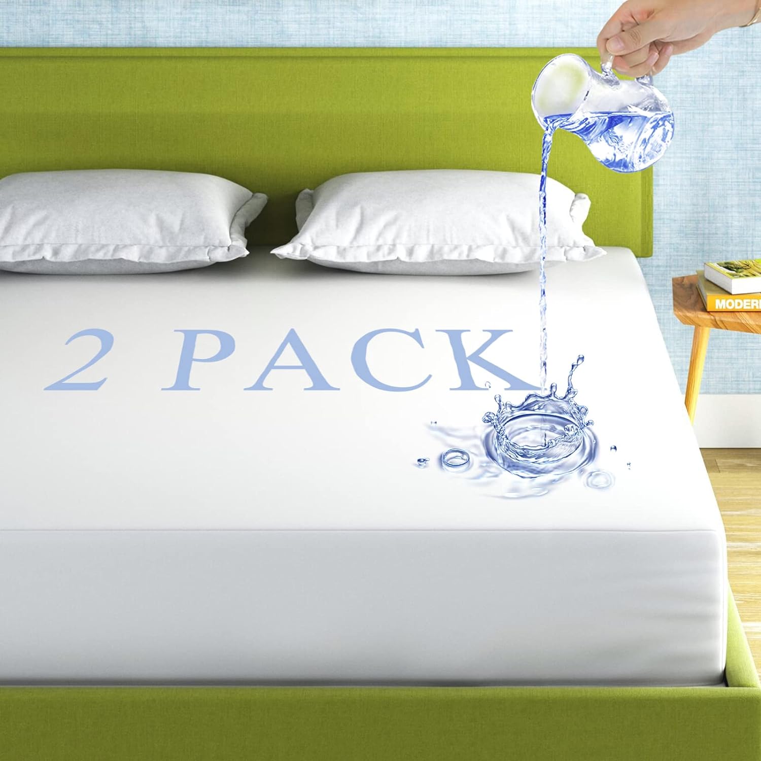 2 Pack Mattress Protector Twin Size 100% Waterproof Fitted Mattress Cover, Breathable Noiseless & Machine Washable Bed Cover Deep Pocket from 5" to 21", Bed Protector for Pets Kids Adults - Vinyl Free