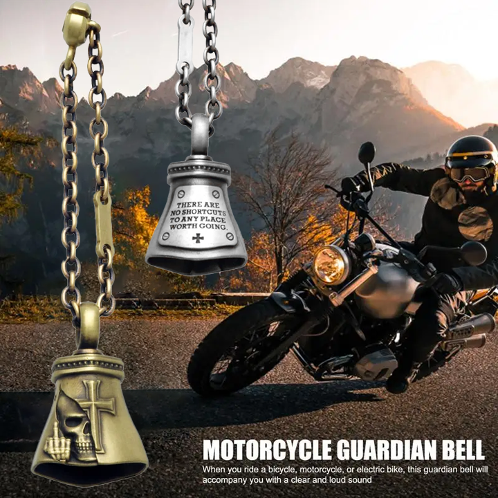 3D Reliefs Guardian Bell - Middle Finger Skull Motorcycle Biker Good Luck Bell