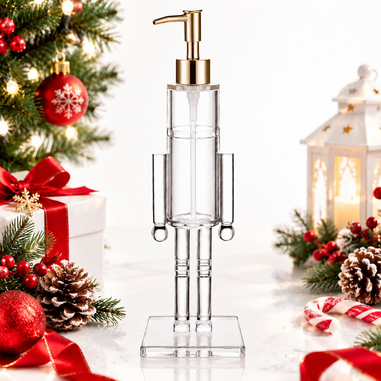 🎄 Nutcracker Soap Dispenser — Festive Holiday Bathroom Decor
