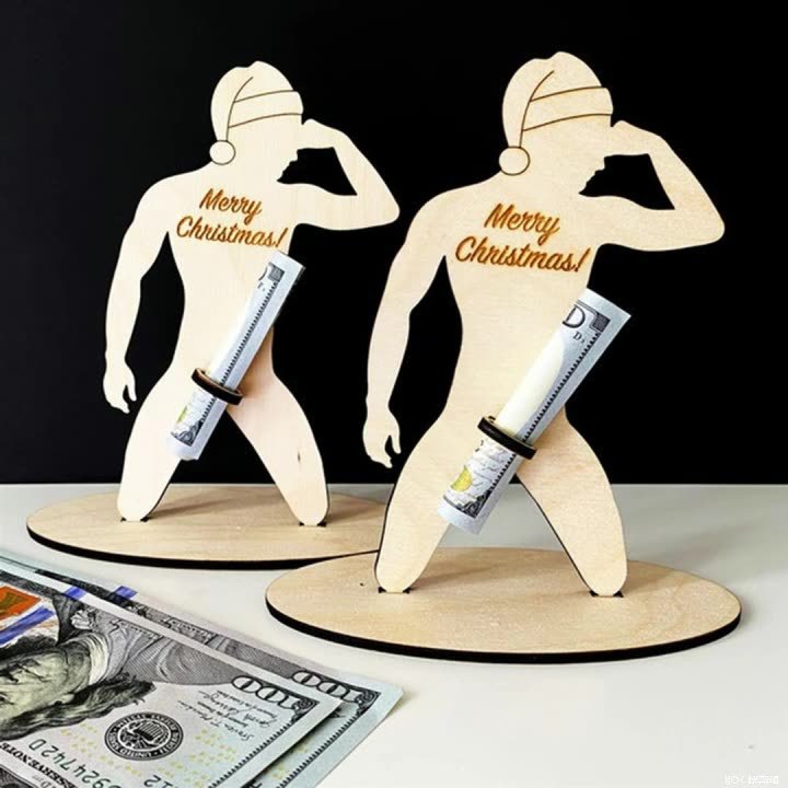 Wooden Funny Money Man – Unique Naughty Cash Holder & Prank Gift Idea