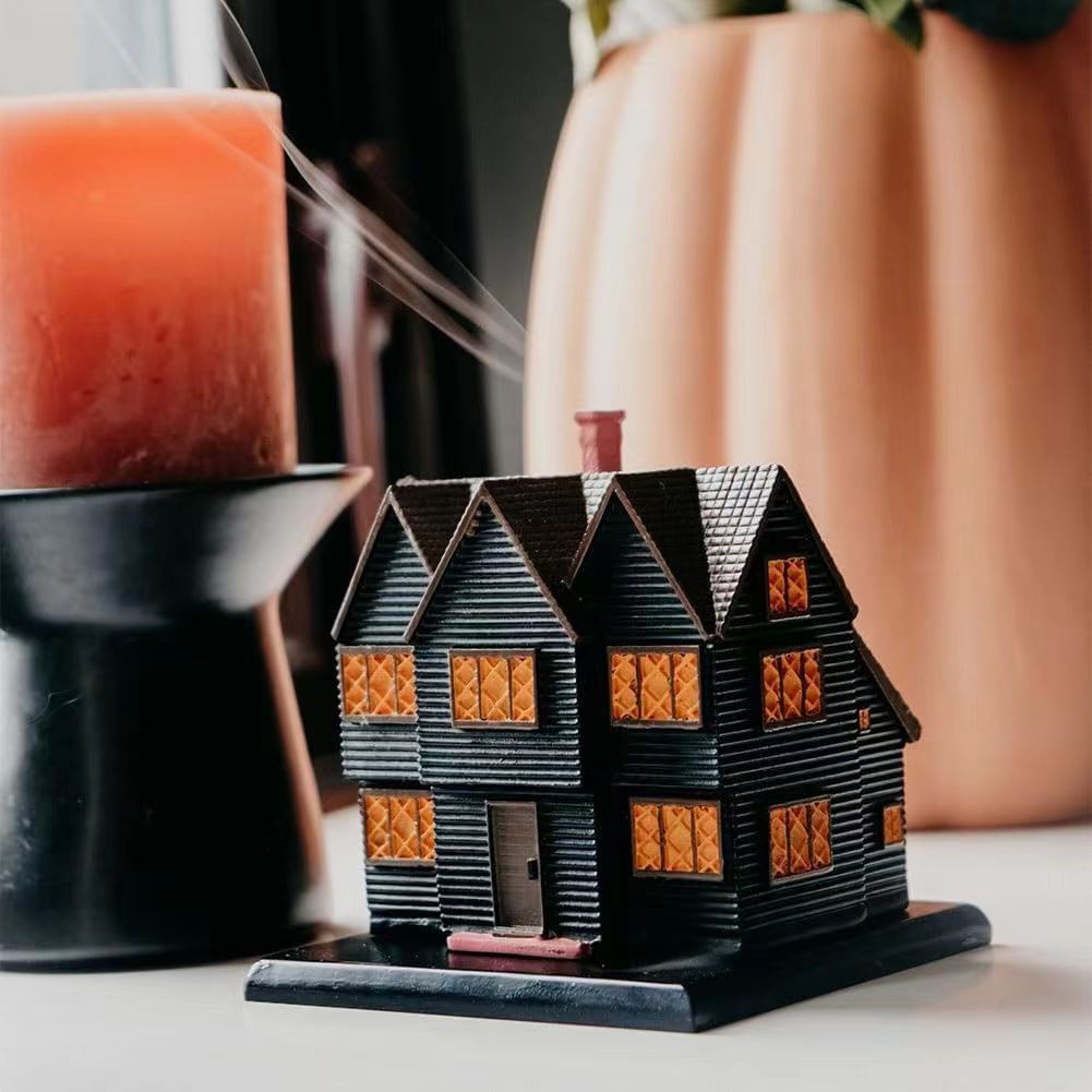 Handcrafted Haunted House Incense Burner – Cozy Autumn & Halloween Decor