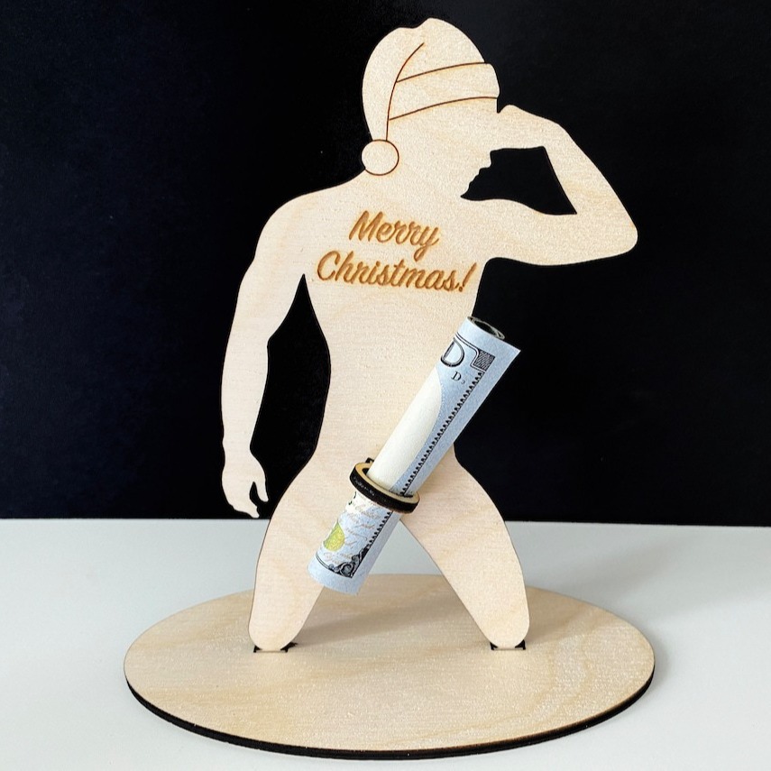 Wooden Funny Money Man – Unique Naughty Cash Holder & Prank Gift Idea