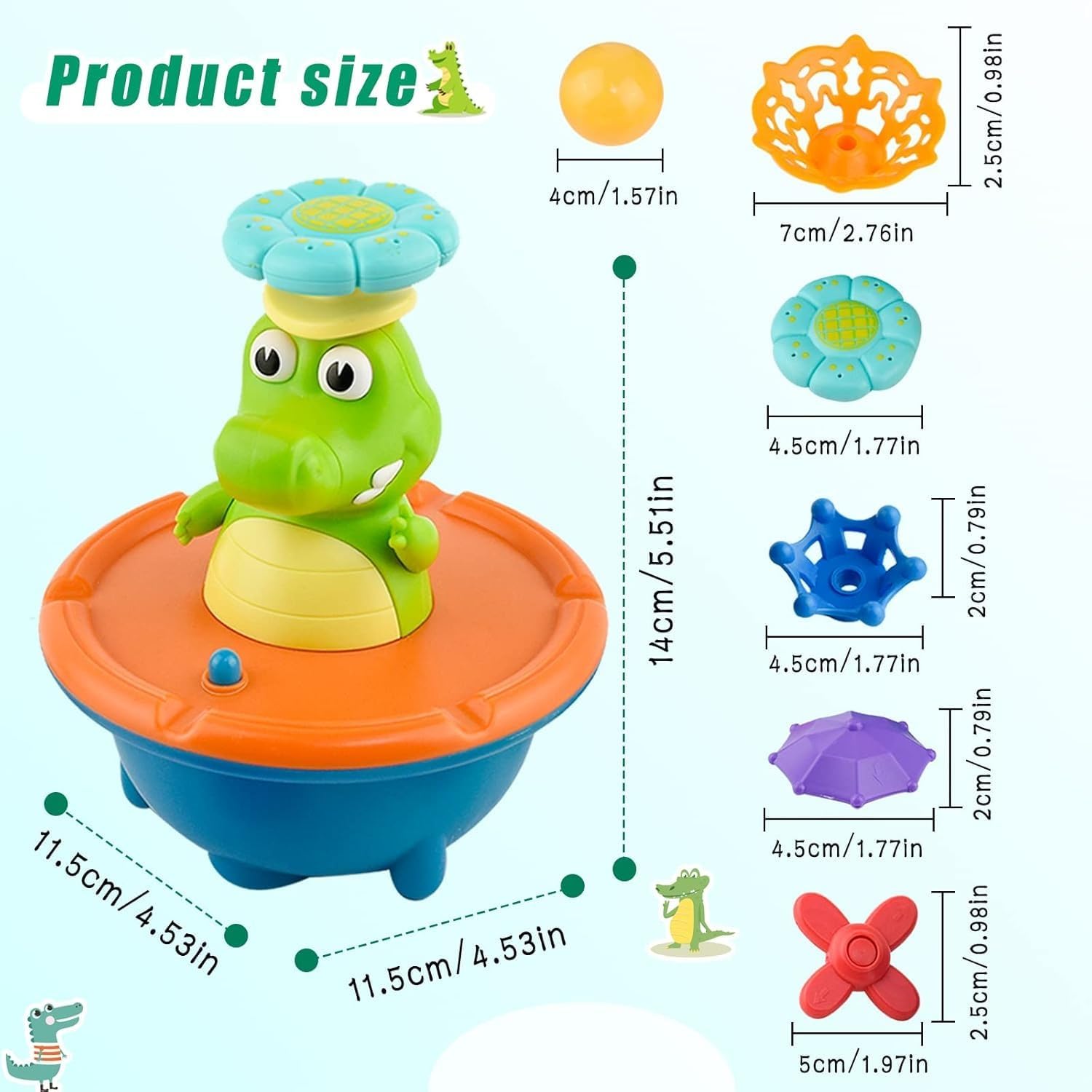 Spinning Crocodile Bath Toy – Safe & Colorful Water Fun
