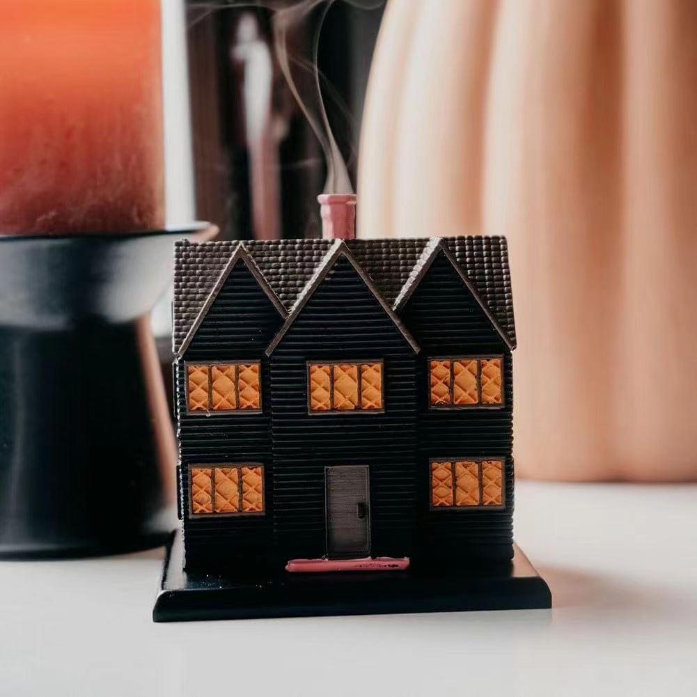 Handcrafted Haunted House Incense Burner – Cozy Autumn & Halloween Decor