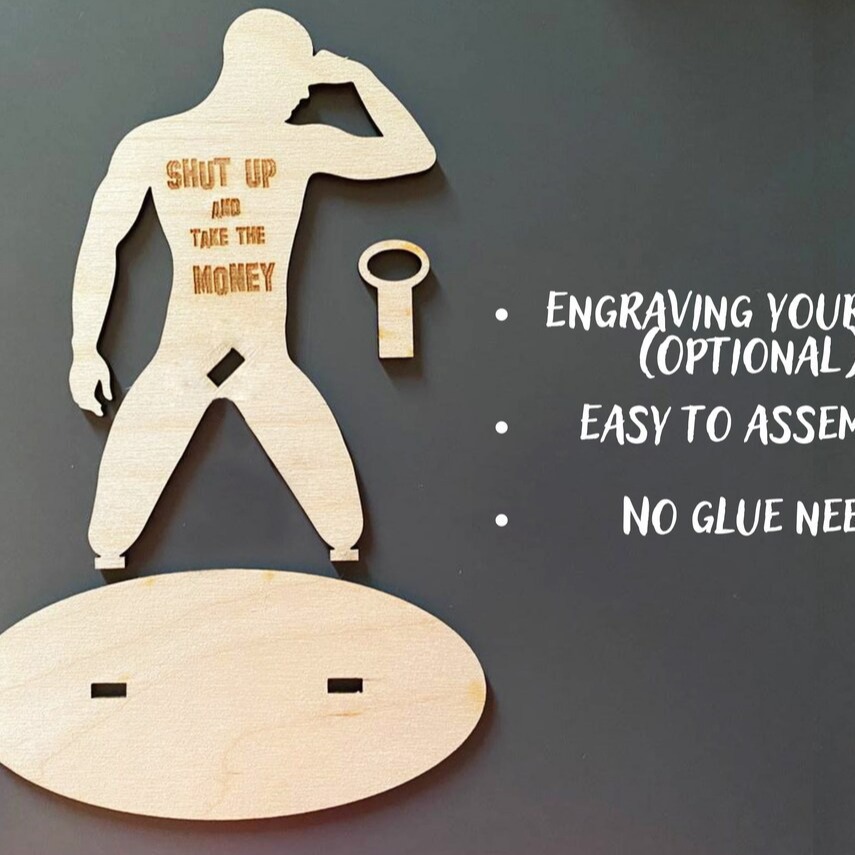 Wooden Funny Money Man – Unique Naughty Cash Holder & Prank Gift Idea