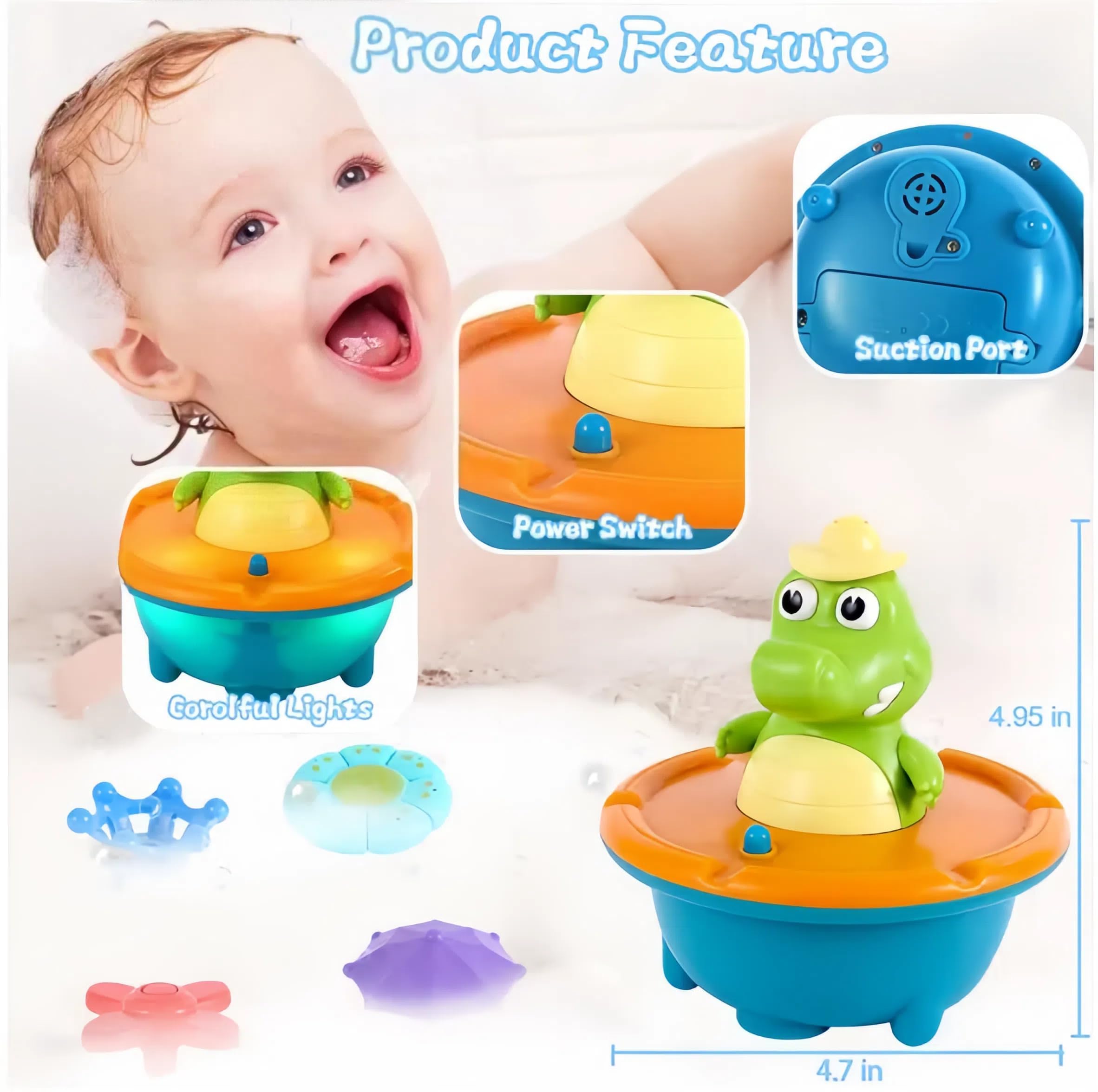 Spinning Crocodile Bath Toy – Safe & Colorful Water Fun