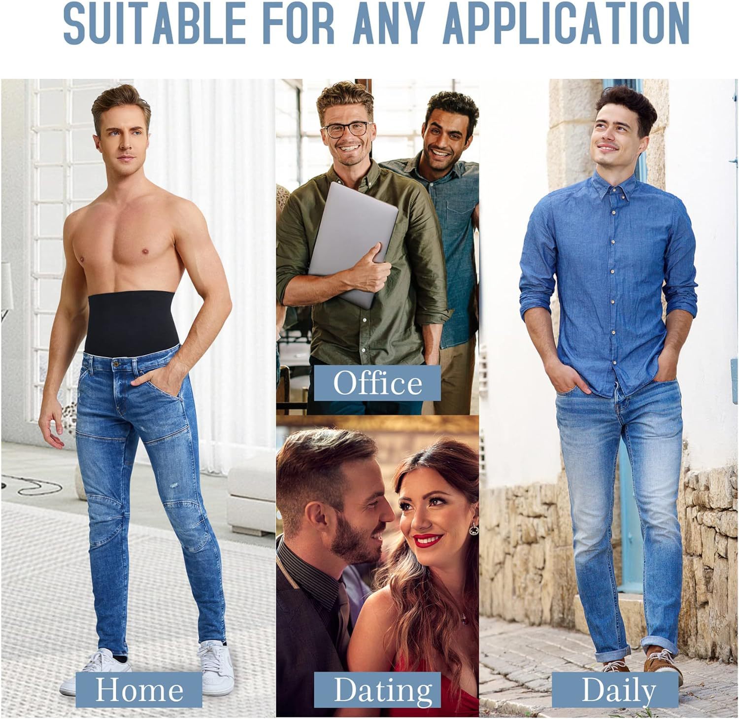 Men's Solid Scoop Neck Bodysuit Shapewear for All Seasons Underwear Casual Plain Design Biker