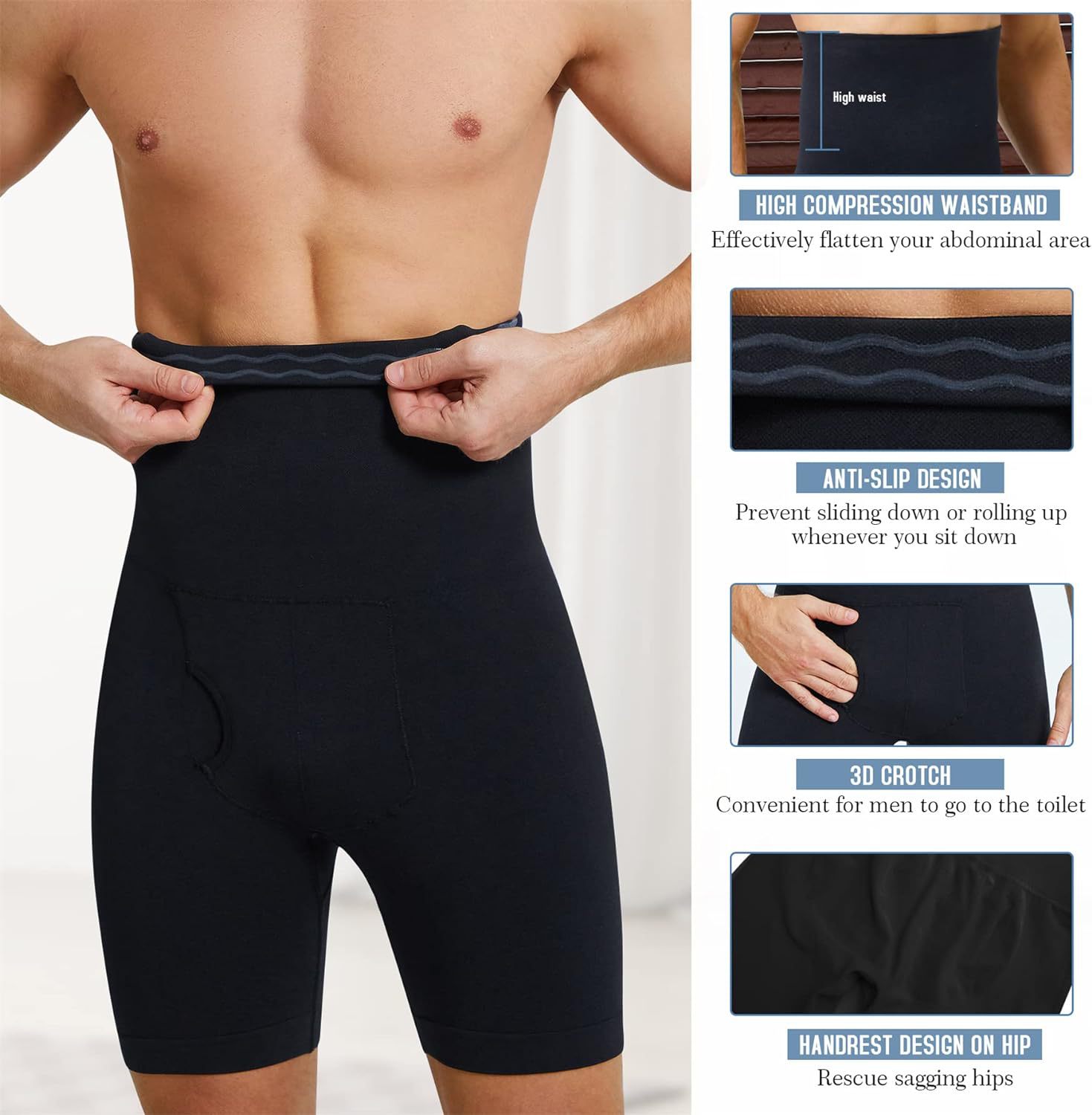 Men's Solid Scoop Neck Bodysuit Shapewear for All Seasons Underwear Casual Plain Design Biker