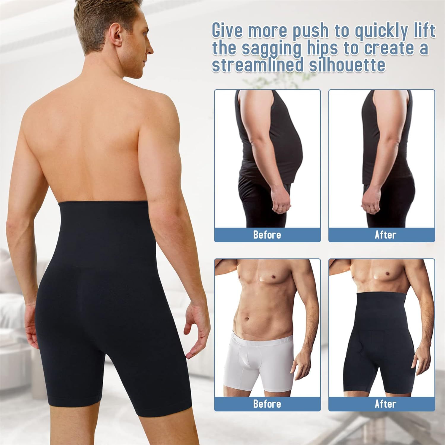 Men's Solid Scoop Neck Bodysuit Shapewear for All Seasons Underwear Casual Plain Design Biker