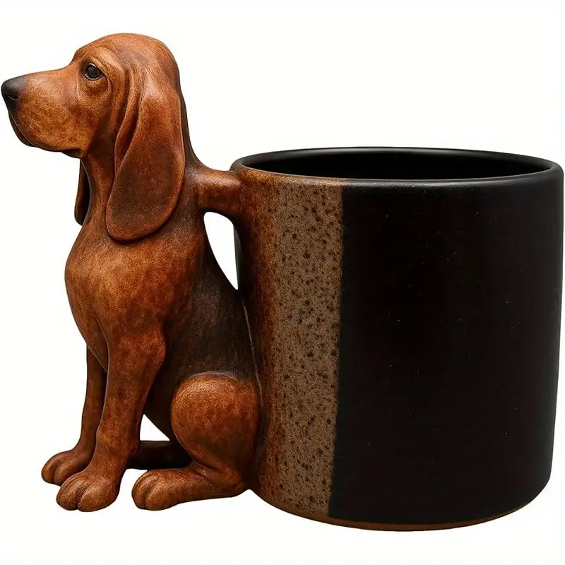 Dachshund Coffee Mug – Realistic Dog Handle Design, Non-Slip Base, Fun Gift for Dog Lovers