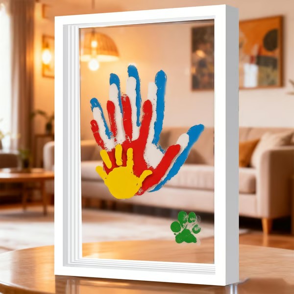 🏆Limited Time Sale 49% OFF❤️Wooden Transparent Handprint Frame Set – DIY Family Memorial Gift Kit