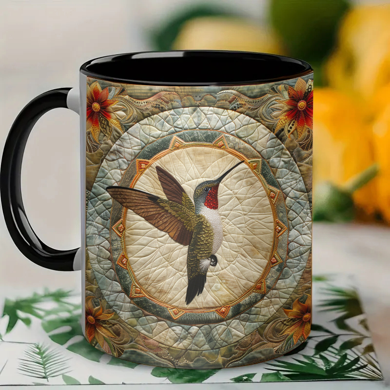 Hummingbird Texture Ceramic Coffee Mug