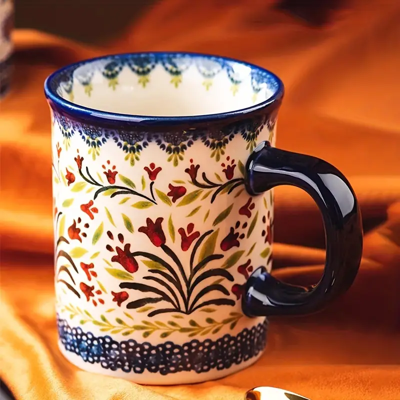 Hand-Painted Floral Ceramic Coffee Mug