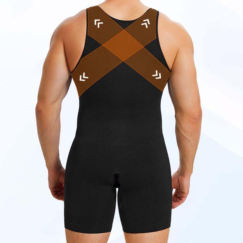 Men's Solid Scoop Neck Bodysuit Shapewear for All Seasons Underwear Casual Plain Design Biker