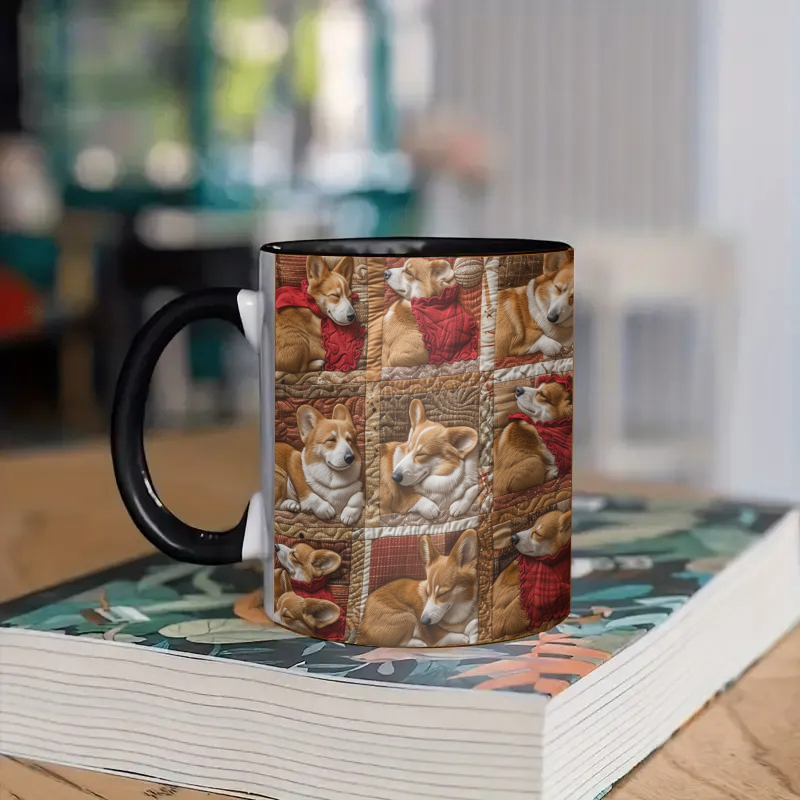 Happy Corgi Sleeping Ceramic Coffee Mug