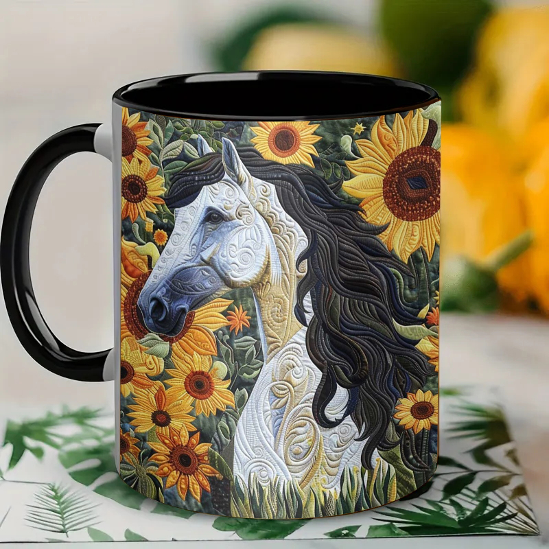 Sunflower & Horse Coffee Mug（blue）