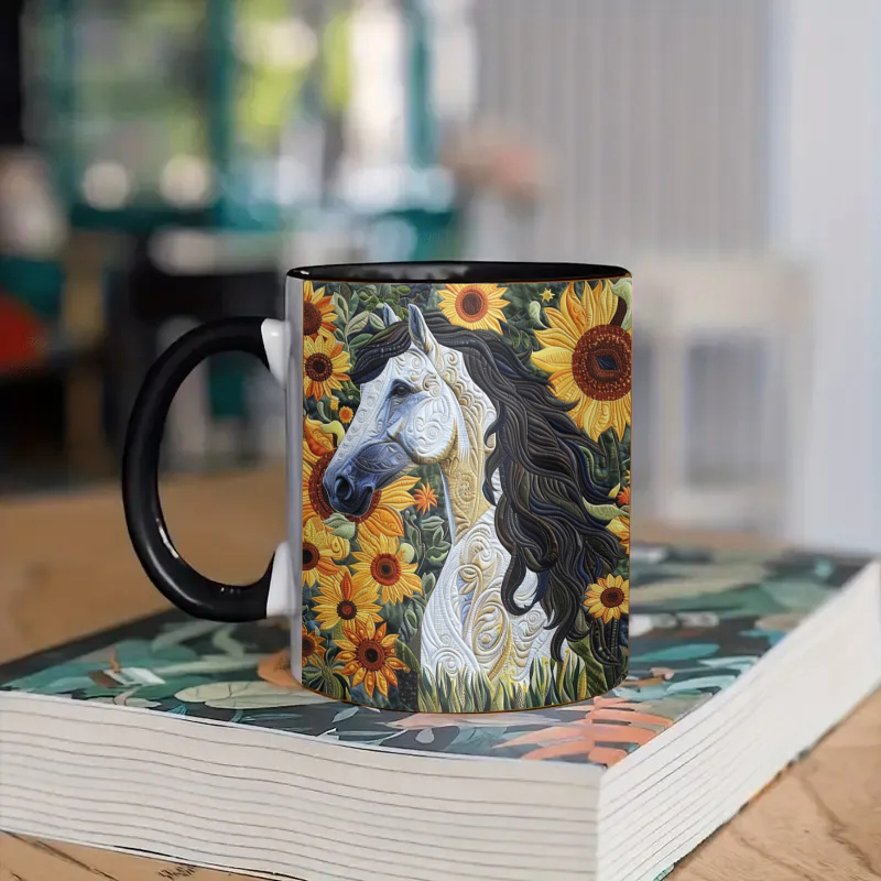 Sunflower & Horse Coffee Mug（blue）