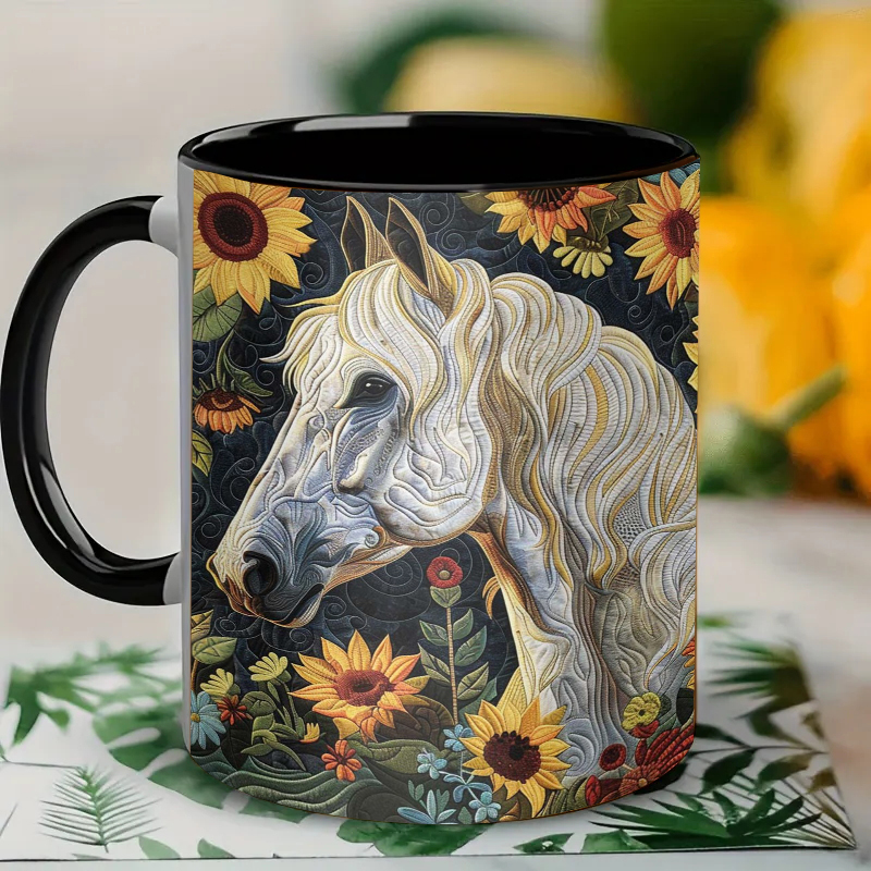 Sunflower & Horse Coffee Mug（white）