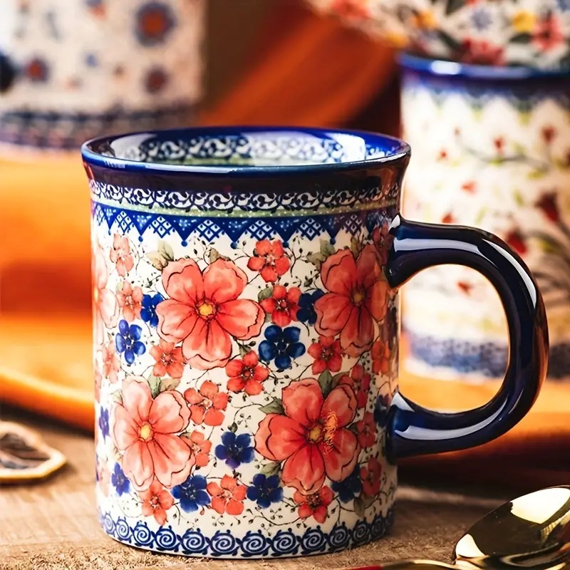 Hand-Painted Floral Ceramic Coffee Mug