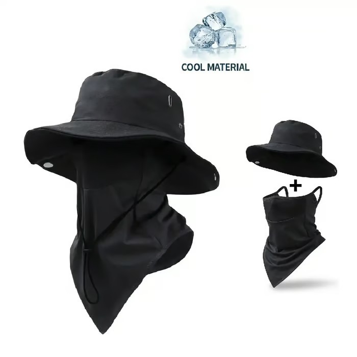 🔥Camouflage 6-in-1 Tactical Bucket Hat – Detachable Face Mask & Neck Flap for Sun Protection