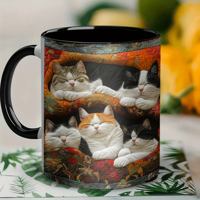 3D Cats Ceramic Coffee Mug