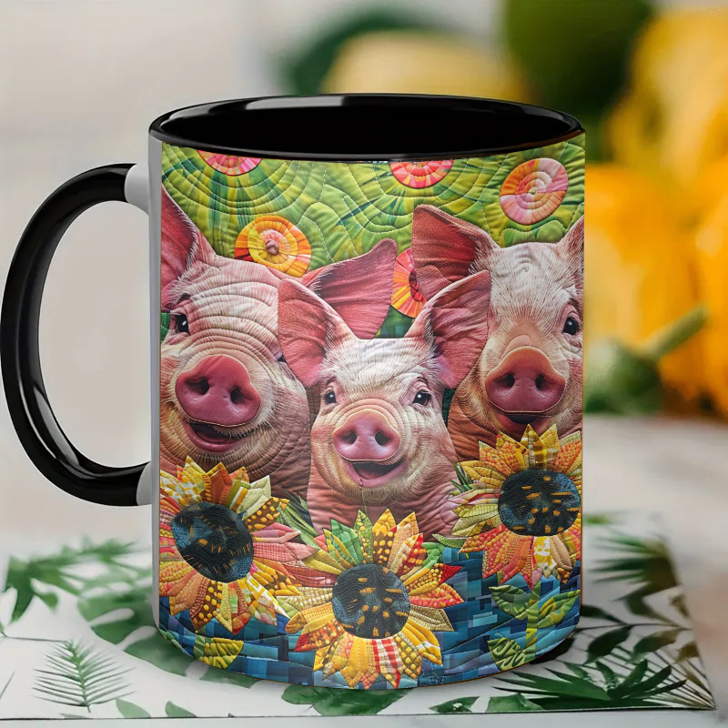 Happy Pig Ceramic Coffee Mug