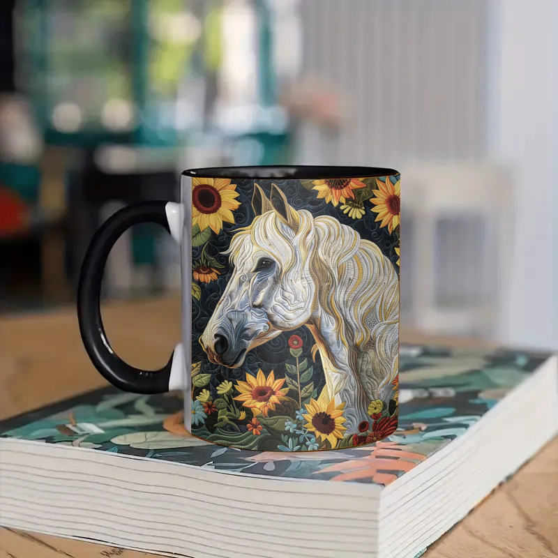Sunflower & Horse Coffee Mug（white）