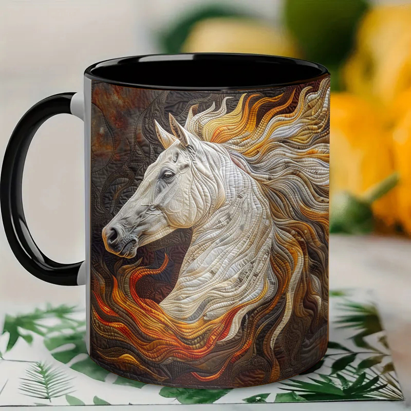 3D Horse Ceramic Coffee Mug (yellow)