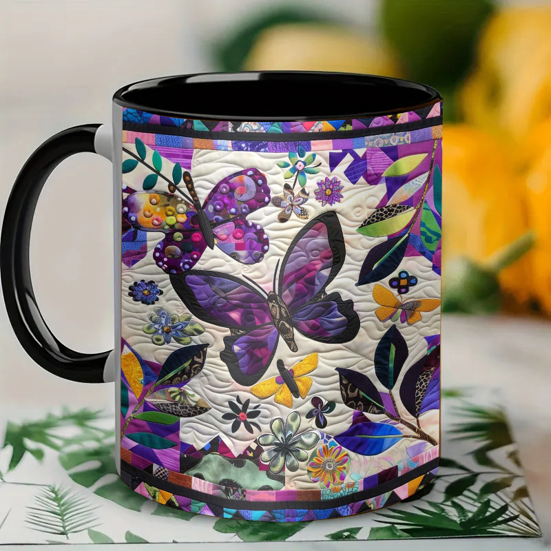 Purple Butterfly Ceramic Coffee Mug
