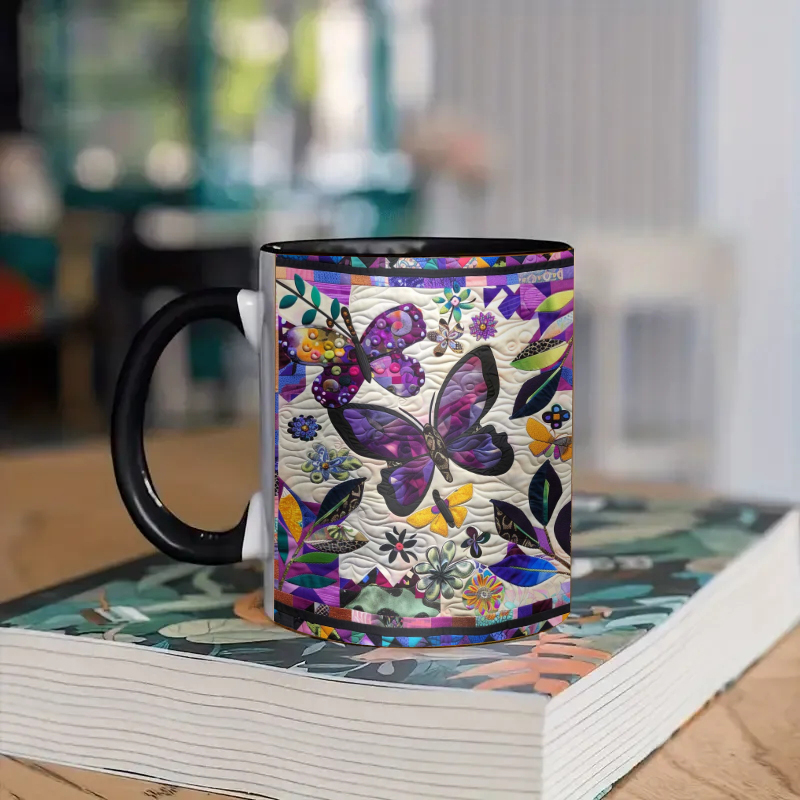 Purple Butterfly Ceramic Coffee Mug