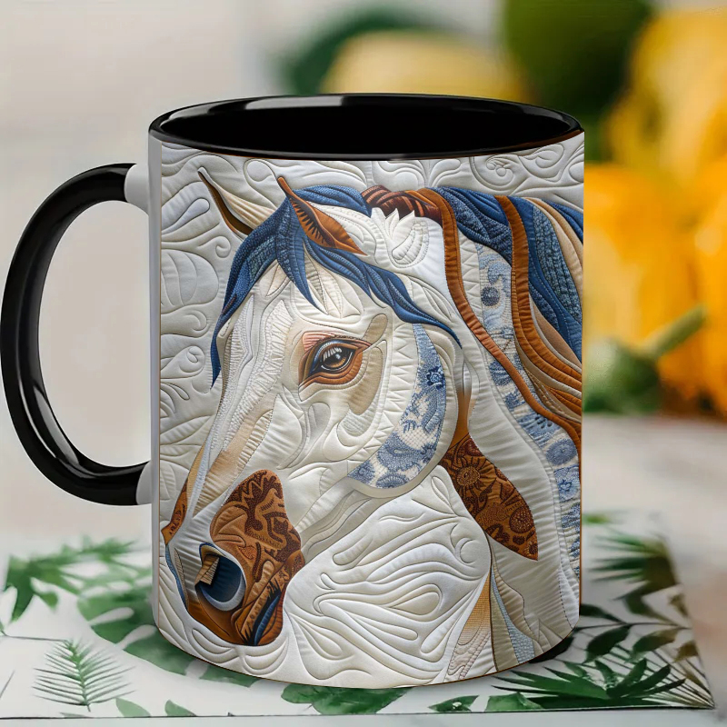 3D Horse Ceramic Coffee Mug (blue)