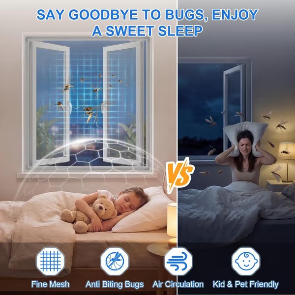 Self-adhesive Window Mesh Screen 🦟Anti Mosquito Insect Pet Proof Window Netting
