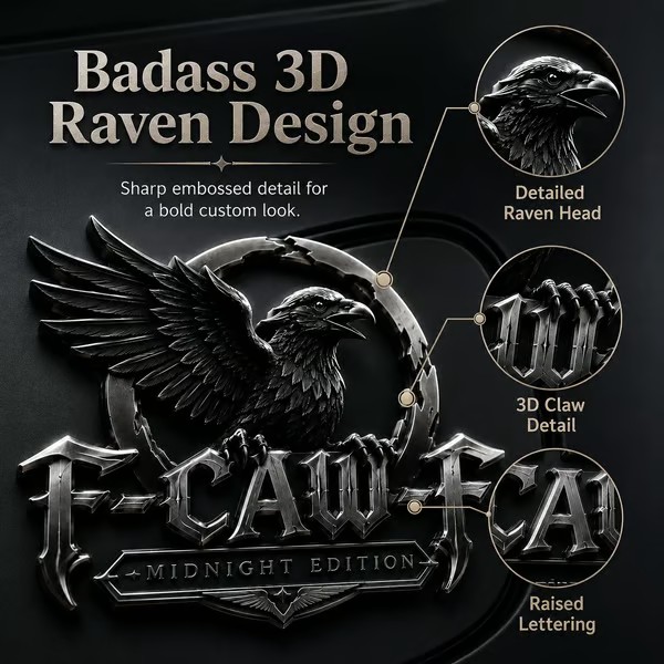 🦅 F-CAW-F "Midnight Edition" Metal Emblem - Premium Attitude Decal