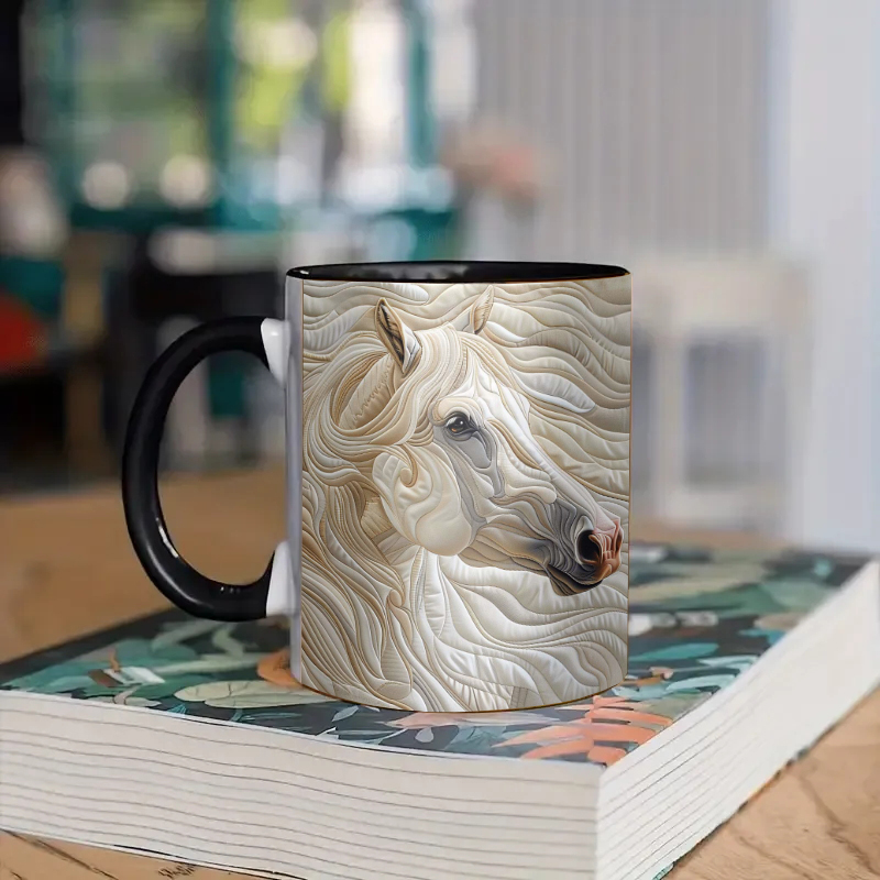 3D Horse Ceramic Coffee Mug (white)