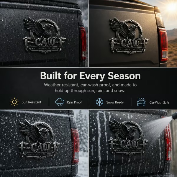 🦅 F-CAW-F "Midnight Edition" Metal Emblem - Premium Attitude Decal