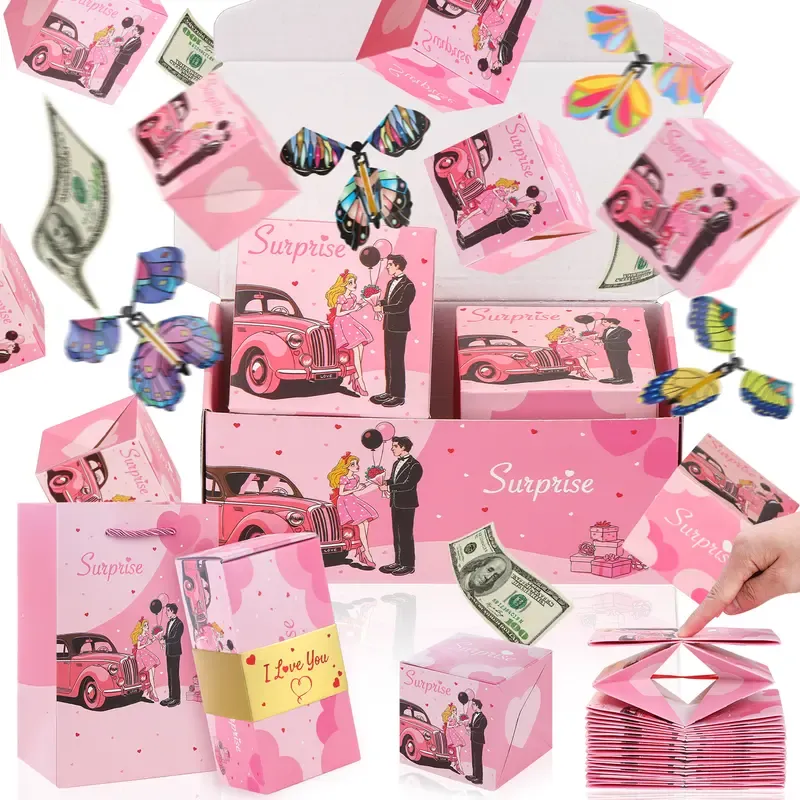 💕🎁20 Bounces Surprise Gift Box with Flying Butterfly Toys Explosio