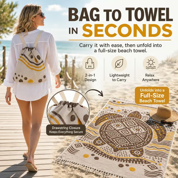 Multifunctional 2-in-1 Sand-Resistant Towel Bag for Outdoor & Travel Use