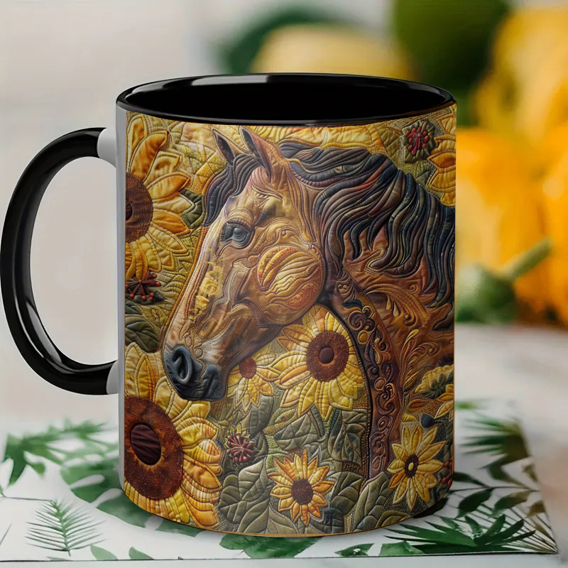 Sunflower & Horse Coffee Mug（brown）