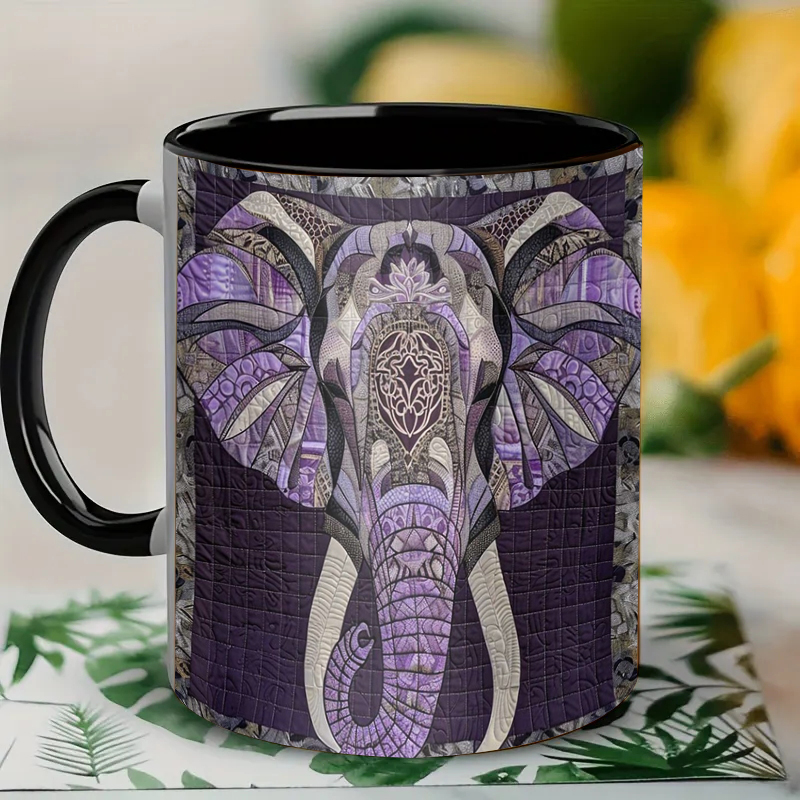 Purple And Gray Elephant Ceramic Coffee Mug