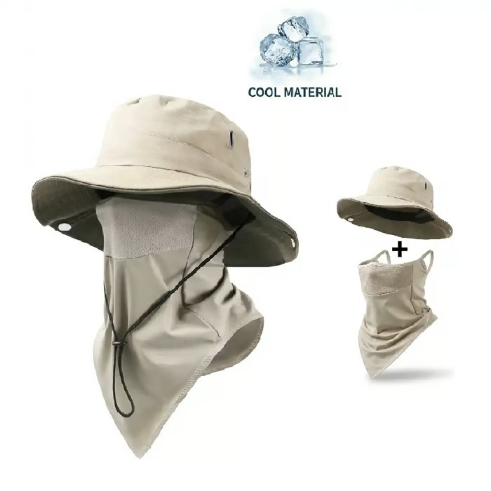 🔥Camouflage 6-in-1 Tactical Bucket Hat – Detachable Face Mask & Neck Flap for Sun Protection